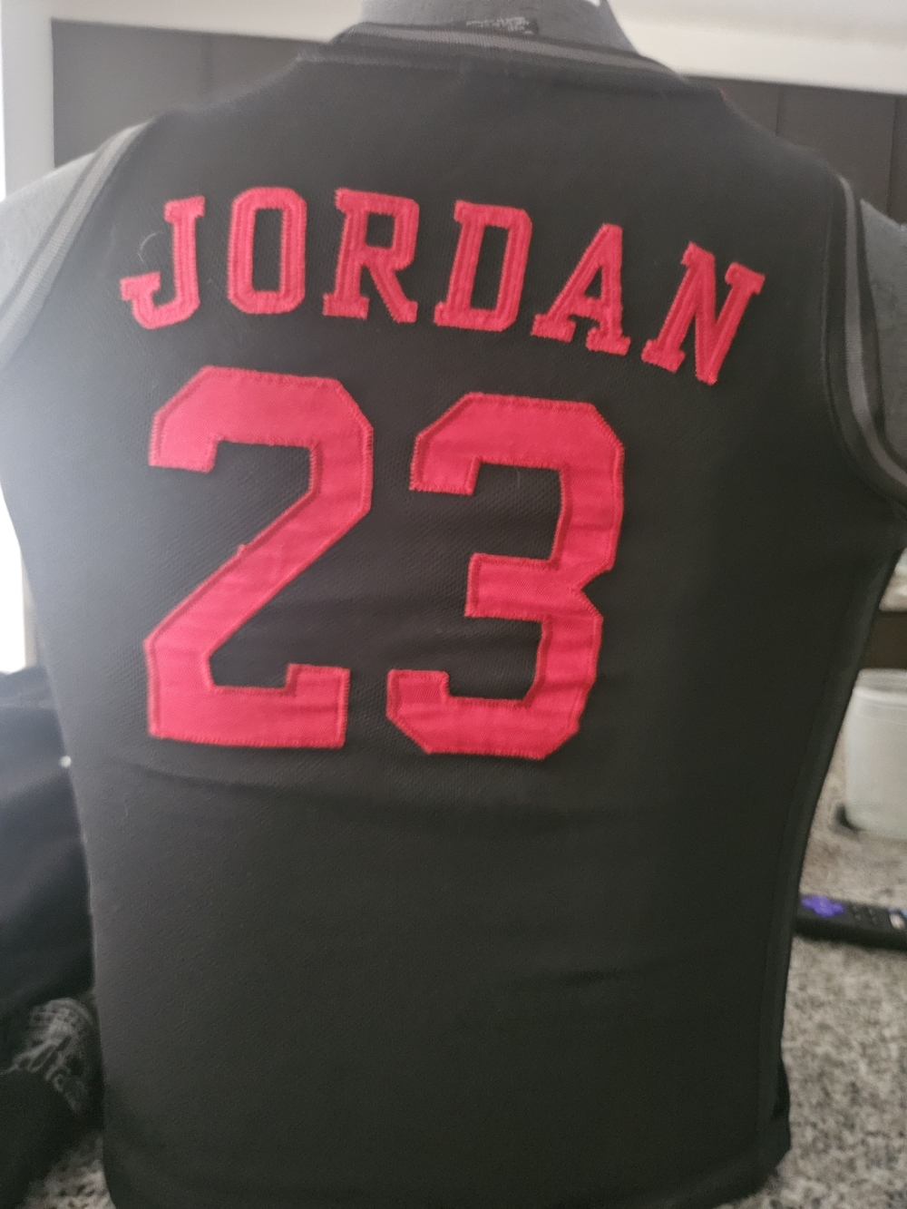 Kids Black Jersey Top with Red Number 23